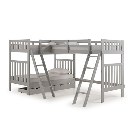 ALATERRE FURNITURE Aurora Twin Over Twin Wood Bunk Bed, Dove Gray, Weight: 271.9 AJAU0280S